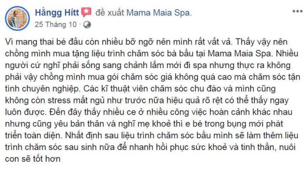 Dịch vụ chăm sóc bà bầu tại Hà Nội được MC Phương Mai lựa chọn