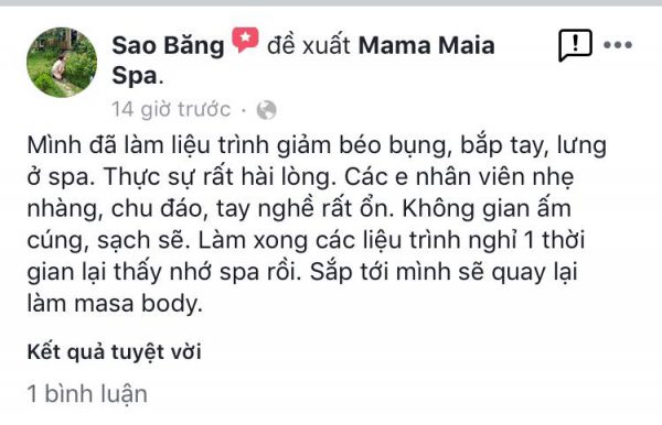Sao Việt nói gì về dịch vụ giảm béo tại spa Mama Maia Spa