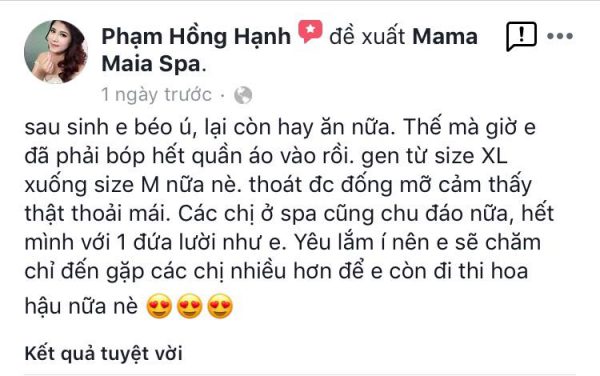 Sao Việt nói gì về dịch vụ giảm béo tại spa Mama Maia Spa
